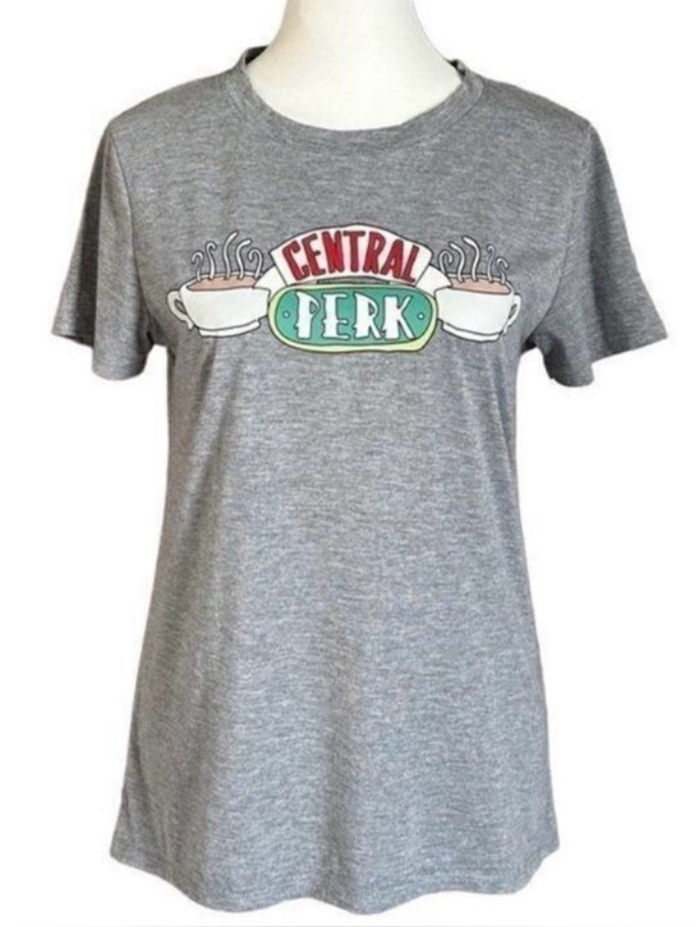 Friends Central Perk Nostalgia Short Sleeve Crewneck T-Shirt Gray Medium